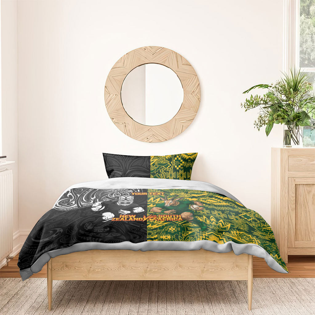 Custom New Zealand vs South Africa Bedding Set Rugby Rivalry Two Nations One Battle LT9 - Polynesian Pride