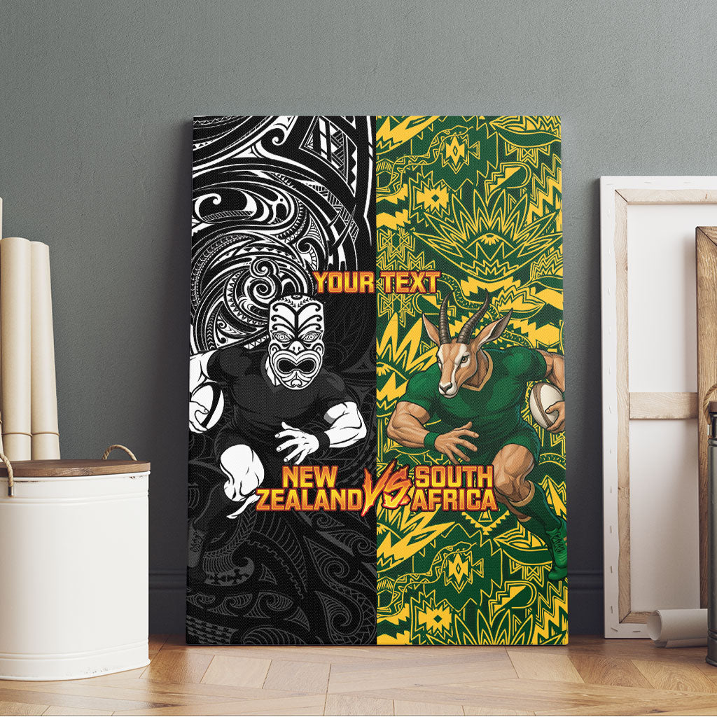 Custom New Zealand vs South Africa Canvas Wall Art Rugby Rivalry Two Nations One Battle LT9 - Polynesian Pride
