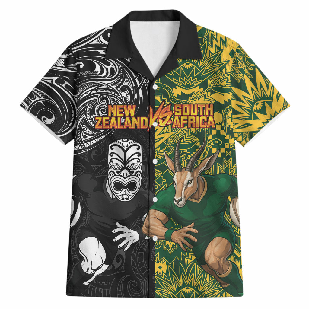 Custom New Zealand vs South Africa Hawaiian Shirt Rugby Rivalry Two Nations One Battle LT9 Multicolor - Polynesian Pride