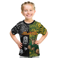 Custom New Zealand vs South Africa Kid T Shirt Rugby Rivalry Two Nations One Battle LT9 Multicolor - Polynesian Pride