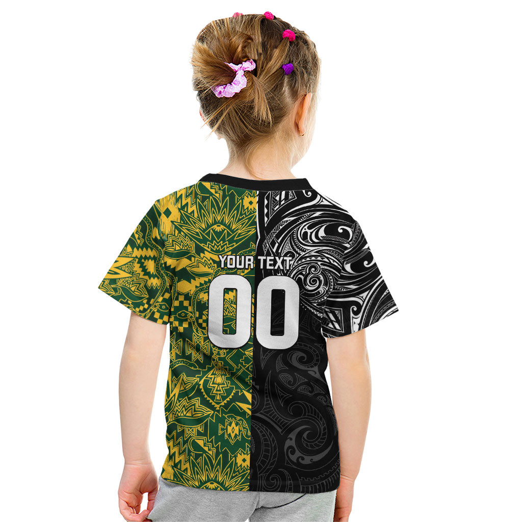Custom New Zealand vs South Africa Kid T Shirt Rugby Rivalry Two Nations One Battle LT9 - Polynesian Pride