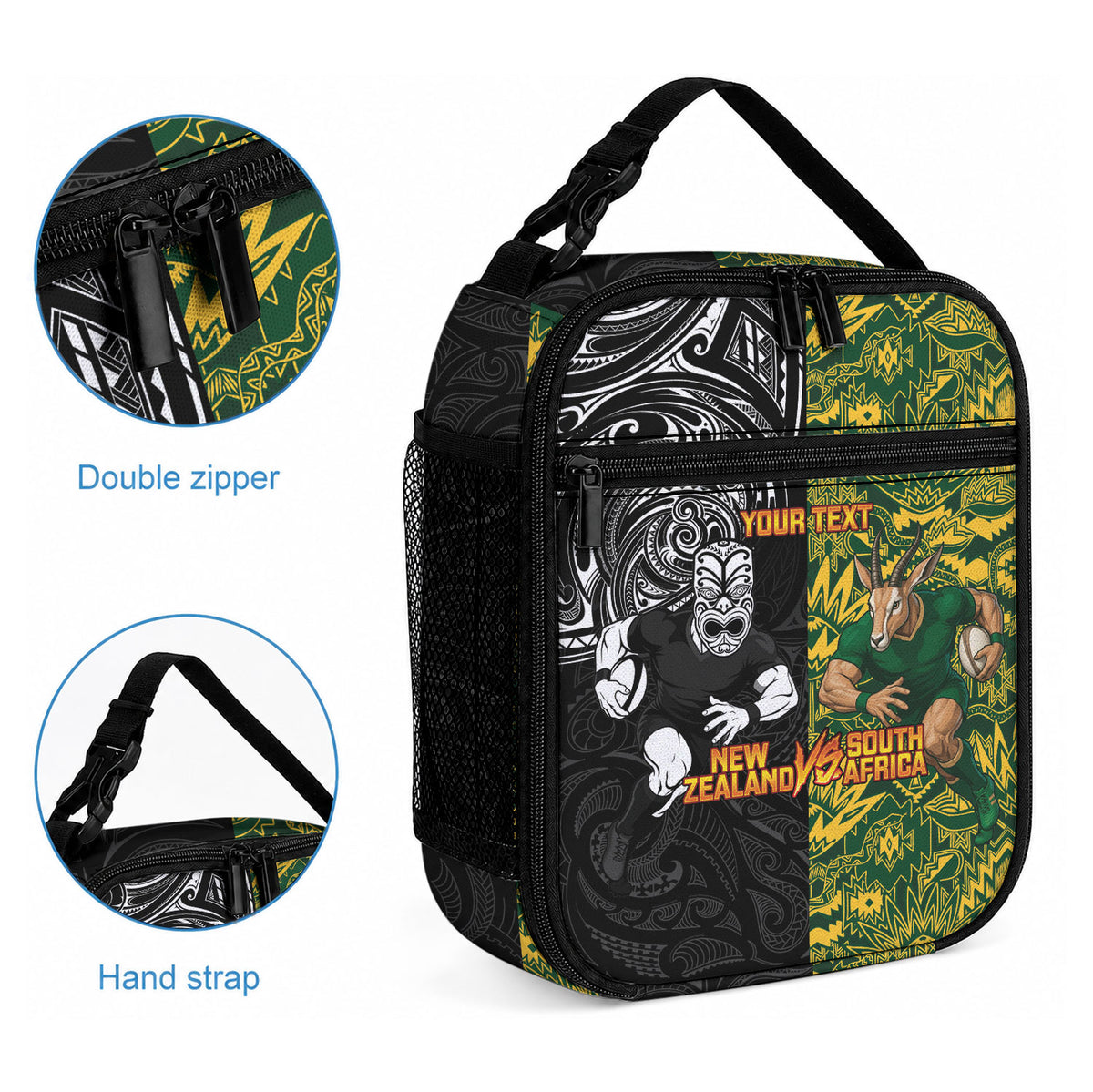 Custom New Zealand vs South Africa Lunch Bag Rugby Rivalry Two Nations One Battle LT9 - Polynesian Pride