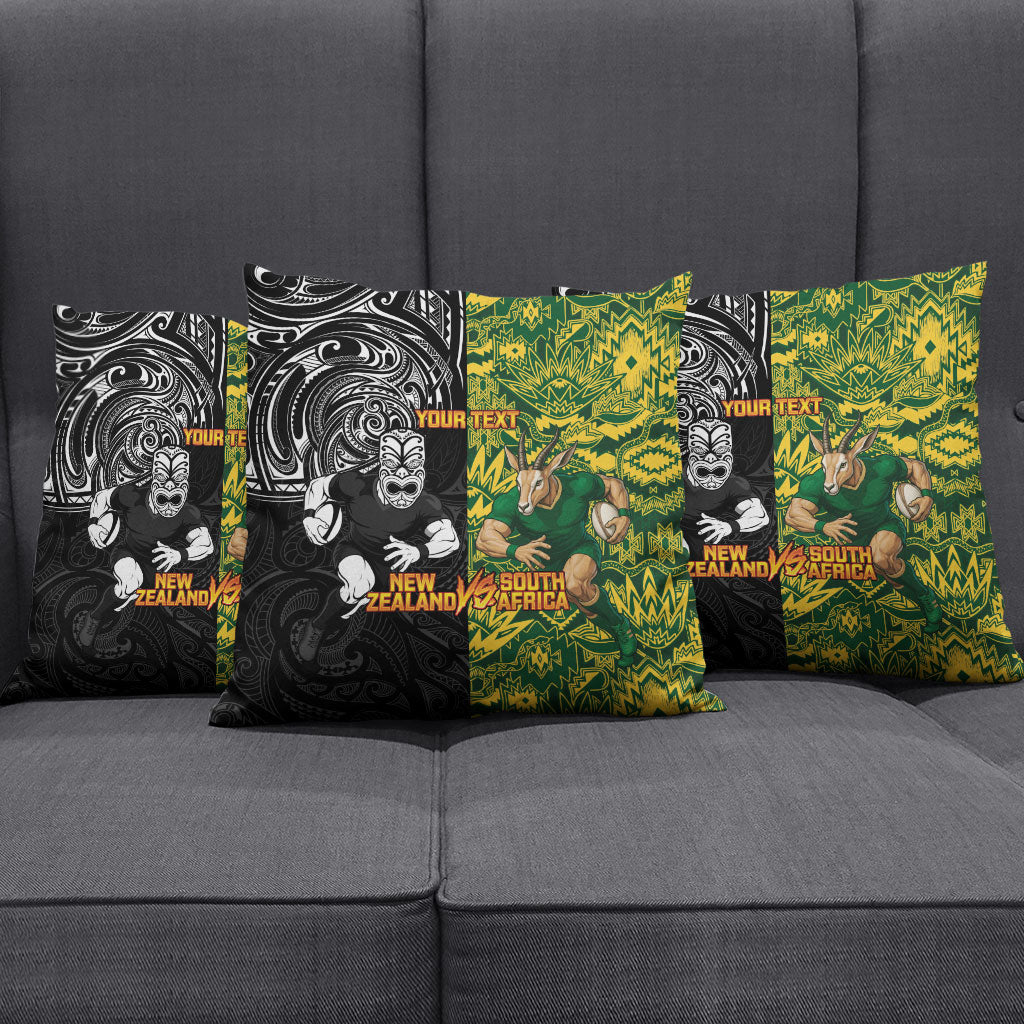 Custom New Zealand vs South Africa Pillow Cover Rugby Rivalry Two Nations One Battle LT9 - Polynesian Pride