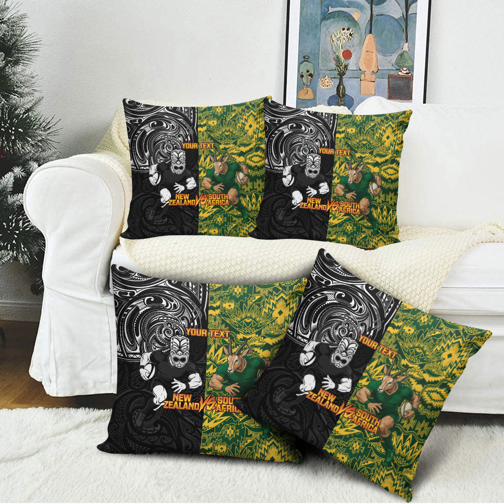 Custom New Zealand vs South Africa Pillow Cover Rugby Rivalry Two Nations One Battle LT9 - Polynesian Pride