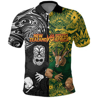 Custom New Zealand vs South Africa Polo Shirt Rugby Rivalry Two Nations One Battle LT9 Multicolor - Polynesian Pride