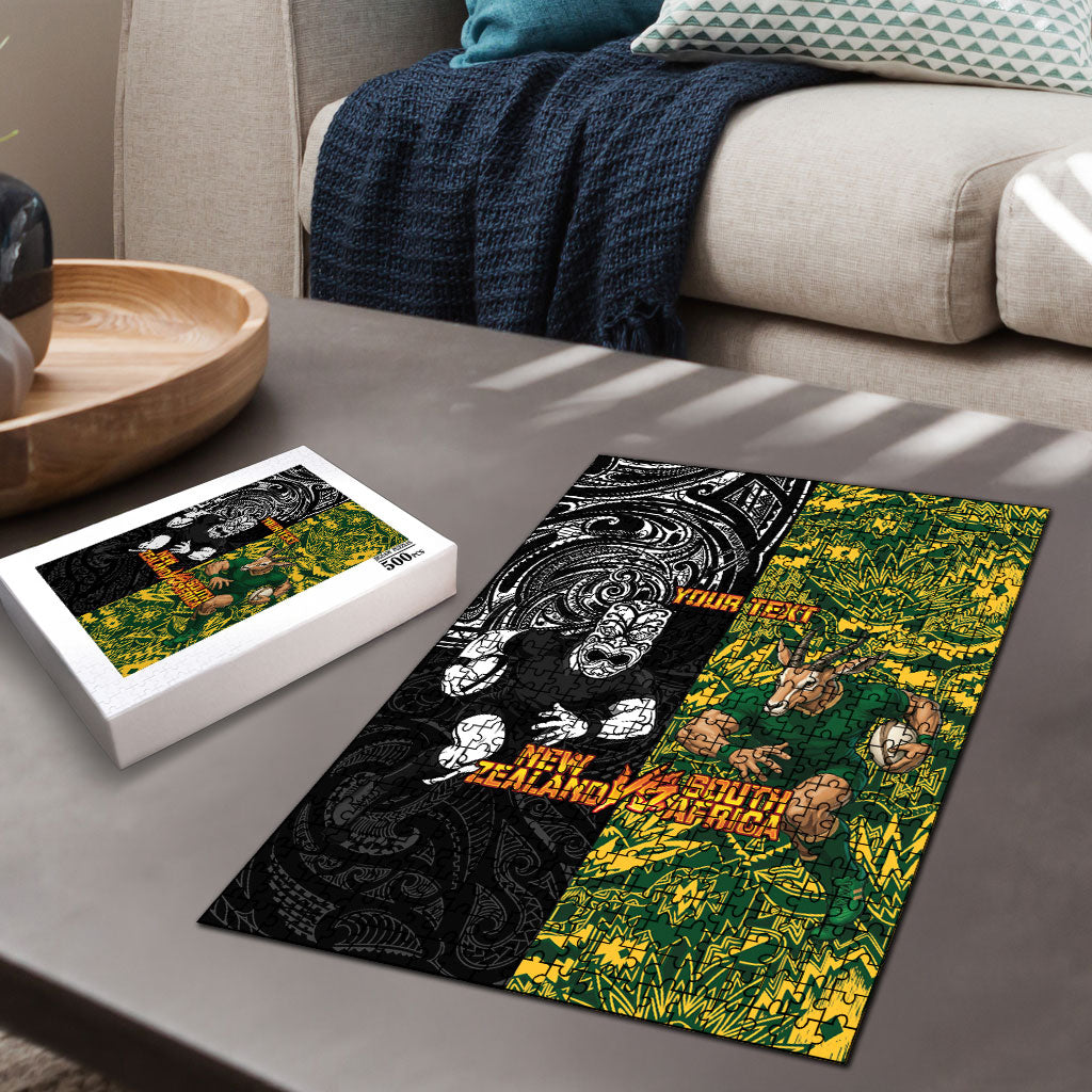 Custom New Zealand vs South Africa Puzzle Rugby Rivalry Two Nations One Battle LT9 - Polynesian Pride