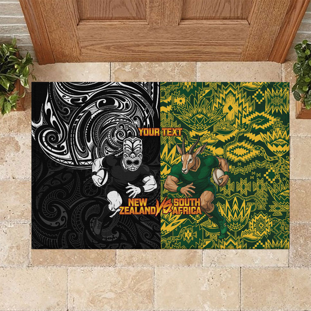 Custom New Zealand vs South Africa Rubber Doormat Rugby Rivalry Two Nations One Battle LT9 Multicolor - Polynesian Pride