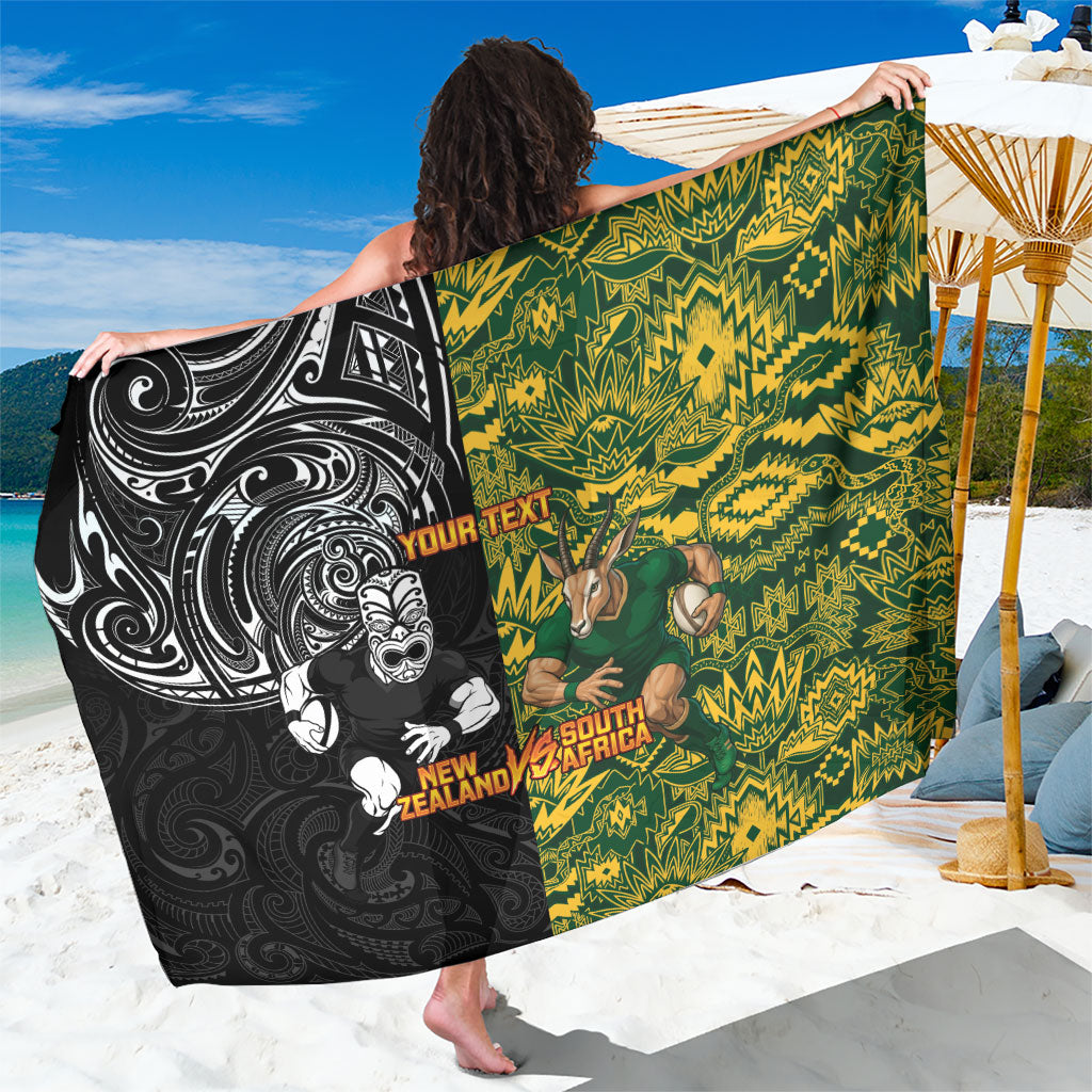 Custom New Zealand vs South Africa Sarong Rugby Rivalry Two Nations One Battle LT9 One Size 44 x 66 inches Multicolor - Polynesian Pride
