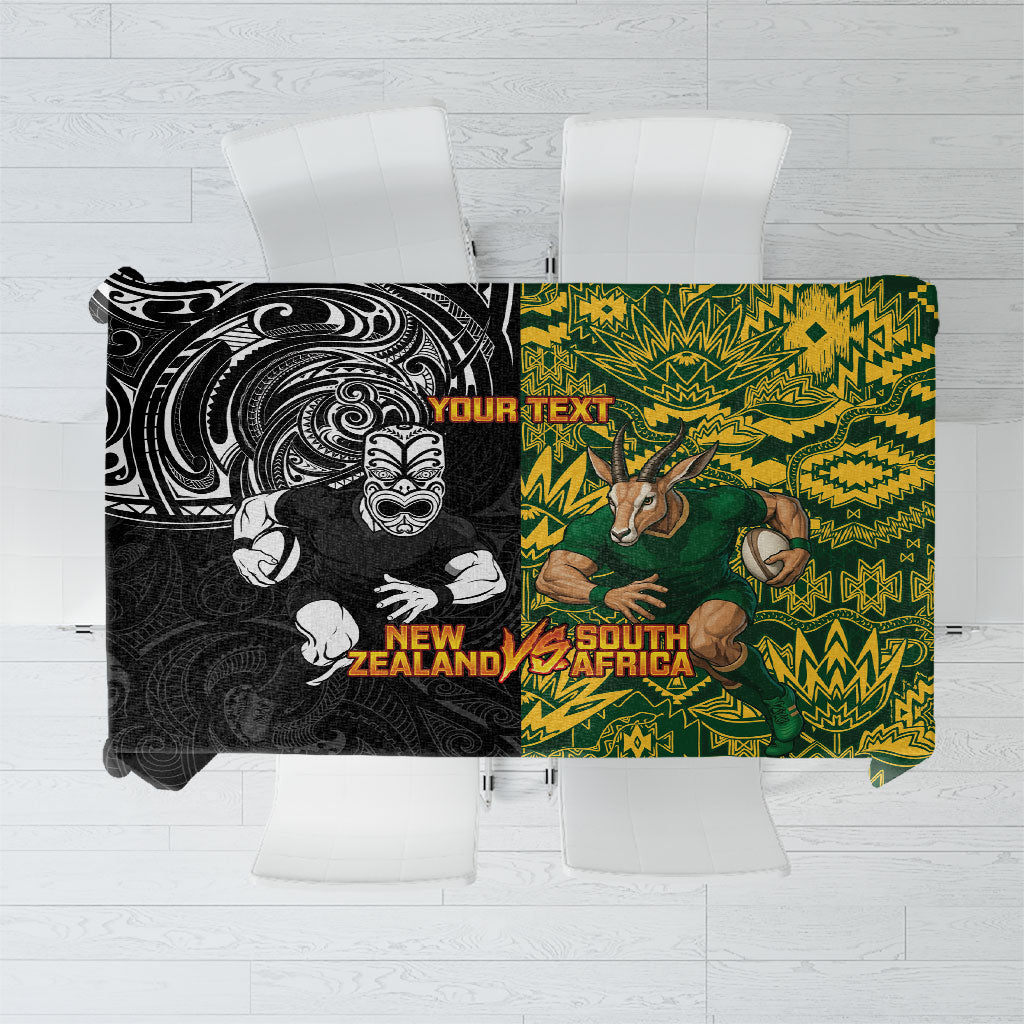 Custom New Zealand vs South Africa Tablecloth Rugby Rivalry Two Nations One Battle LT9 Multicolor - Polynesian Pride