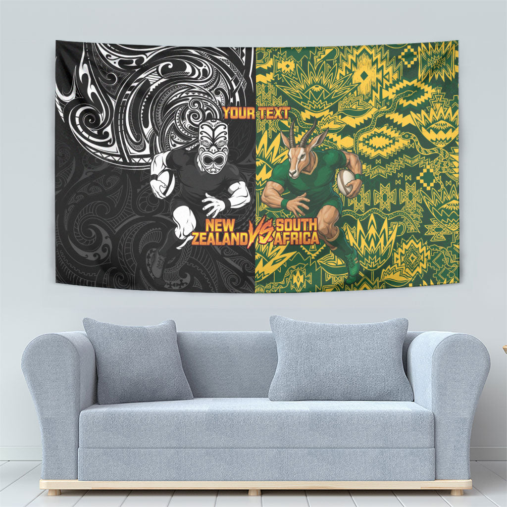 Custom New Zealand vs South Africa Tapestry Rugby Rivalry Two Nations One Battle LT9 - Polynesian Pride