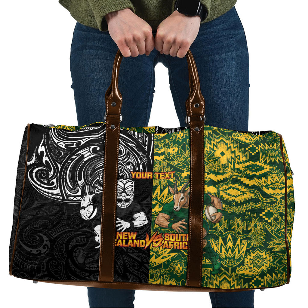 Custom New Zealand vs South Africa Travel Bag Rugby Rivalry Two Nations One Battle LT9 Multicolor - Polynesian Pride