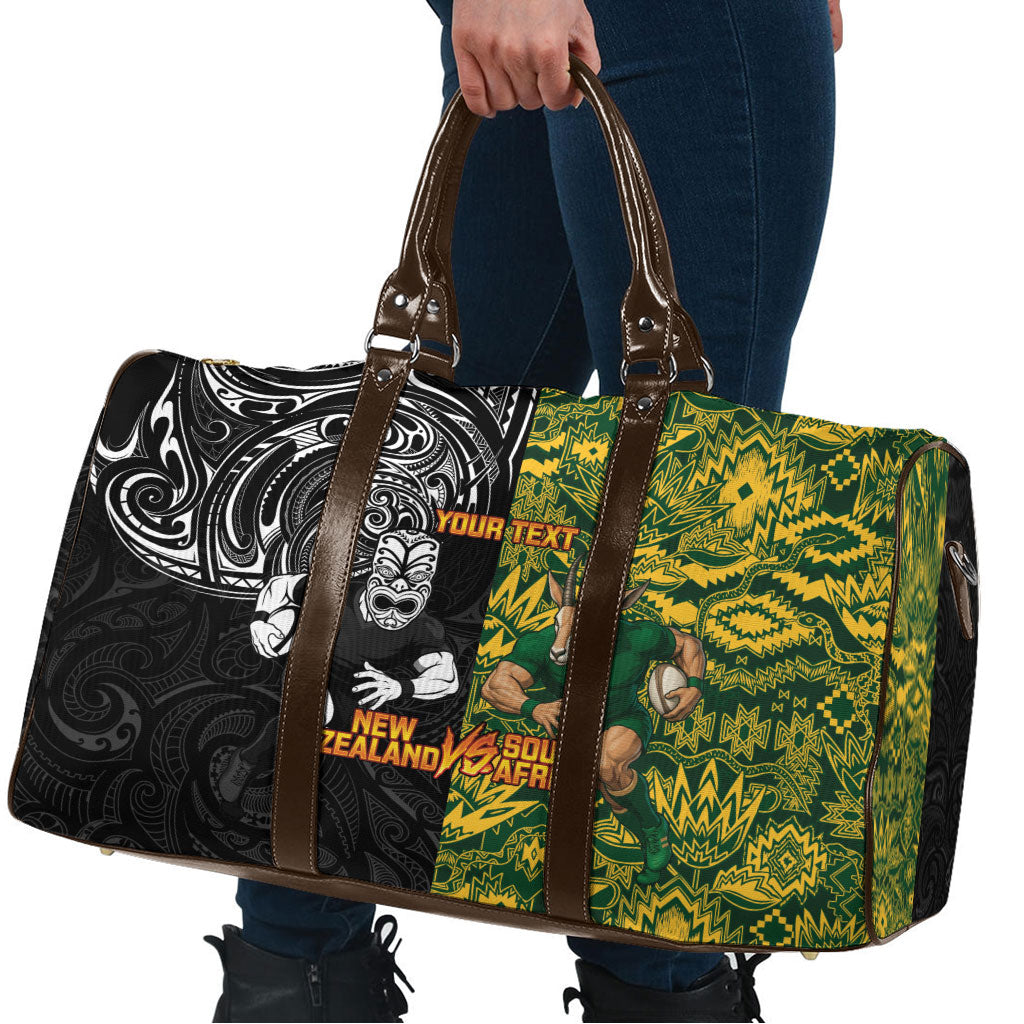 Custom New Zealand vs South Africa Travel Bag Rugby Rivalry Two Nations One Battle LT9 - Polynesian Pride