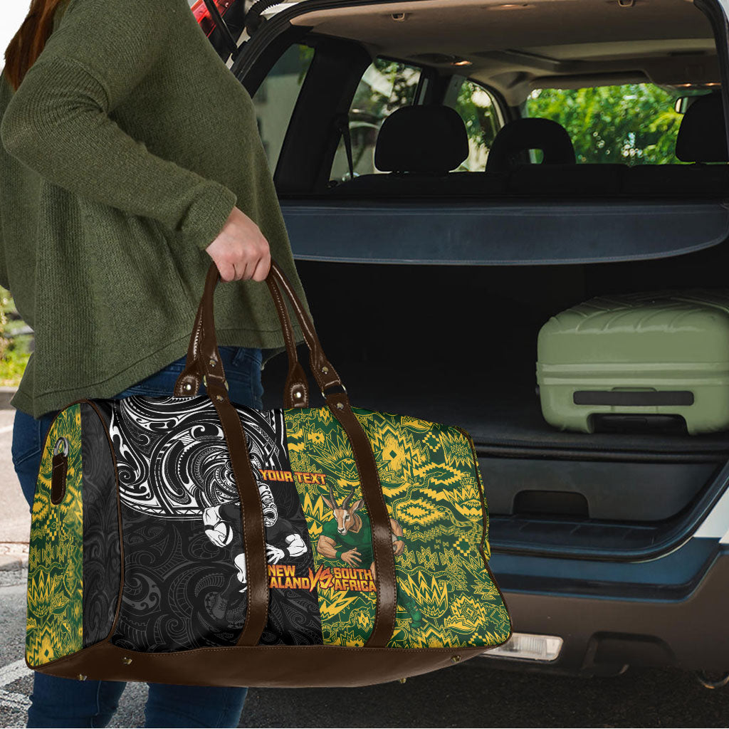 Custom New Zealand vs South Africa Travel Bag Rugby Rivalry Two Nations One Battle LT9 - Polynesian Pride