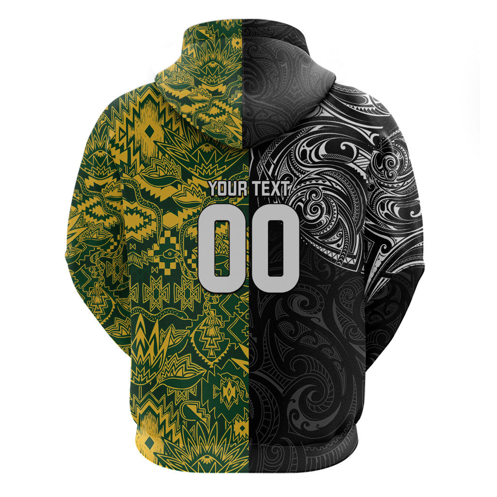 Custom New Zealand vs South Africa Zip Hoodie Rugby Rivalry Two Nations One Battle LT9 - Polynesian Pride