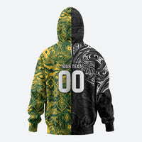 Custom New Zealand vs South Africa Zip Hoodie Rugby Rivalry Two Nations One Battle LT9 - Polynesian Pride