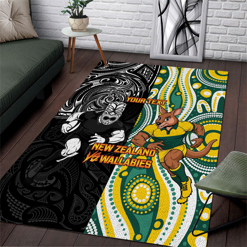 Custom Australia vs New Zealand Area Rug Rugby Rivalry Two Nations One Battle LT9 Multicolor - Polynesian Pride