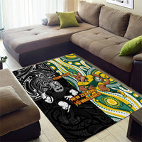 Custom Australia vs New Zealand Area Rug Rugby Rivalry Two Nations One Battle LT9 - Polynesian Pride