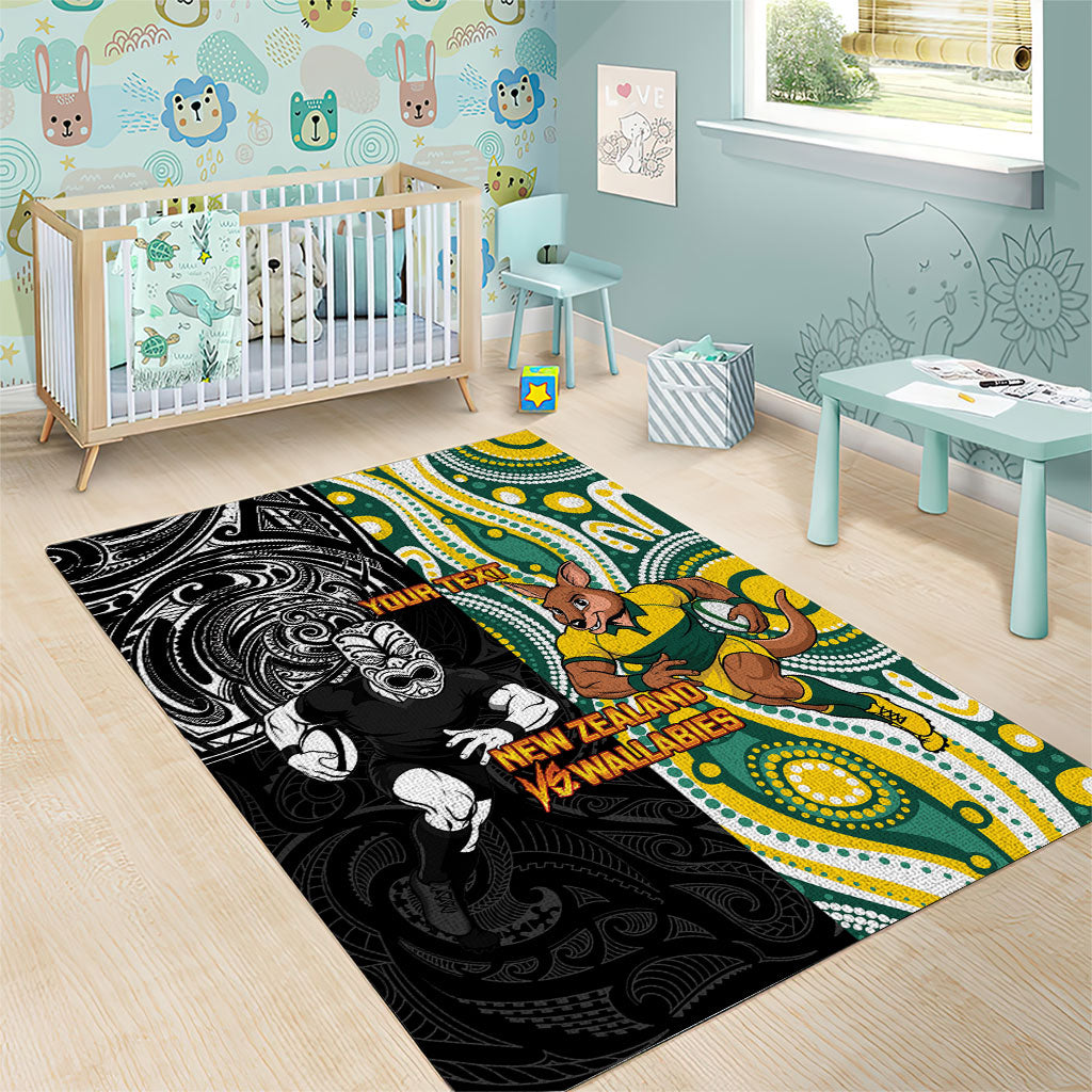 Custom Australia vs New Zealand Area Rug Rugby Rivalry Two Nations One Battle LT9 - Polynesian Pride