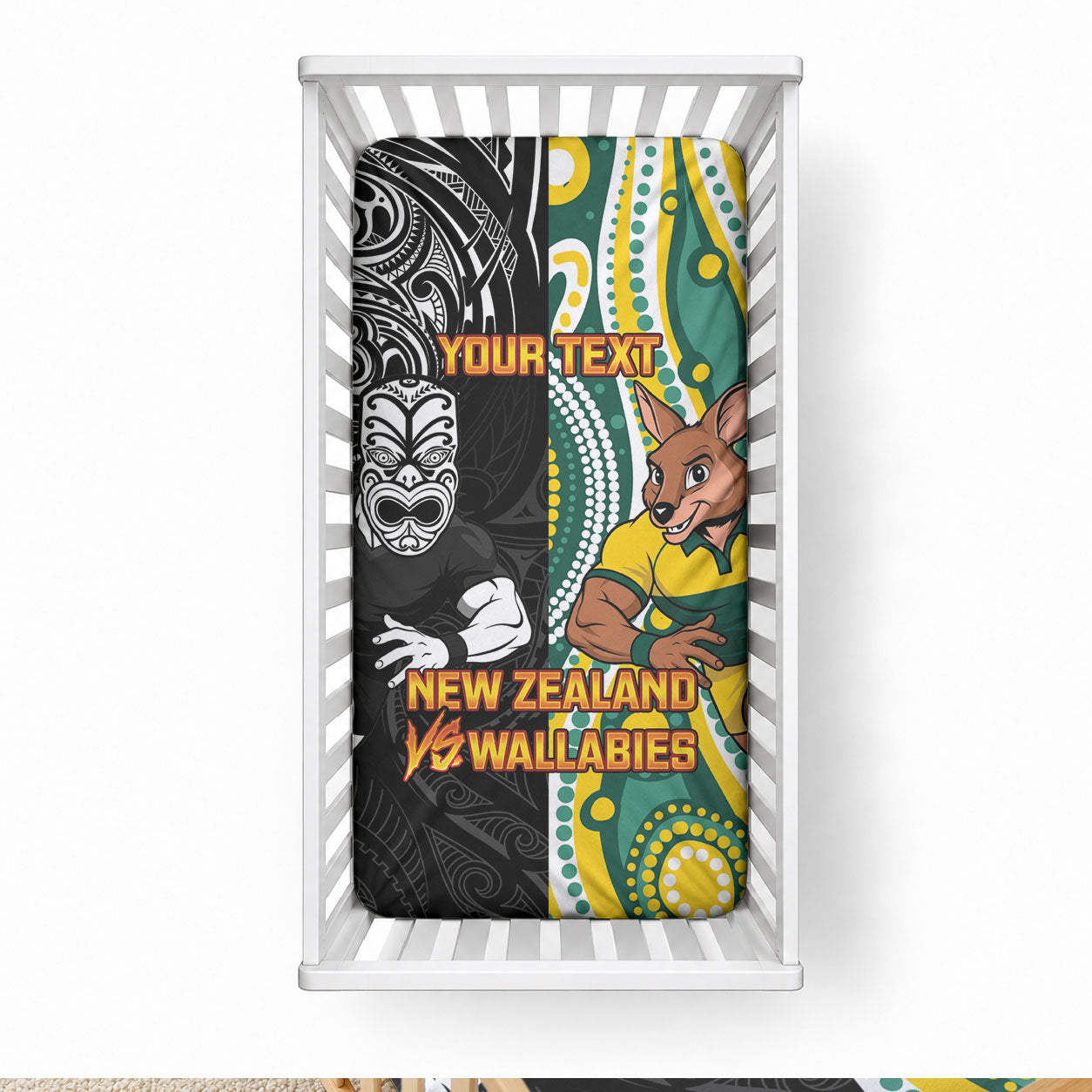 Custom Australia vs New Zealand Baby Bed Cover Rugby Rivalry Two Nations One Battle LT9 28 × 52 in Multicolor - Polynesian Pride