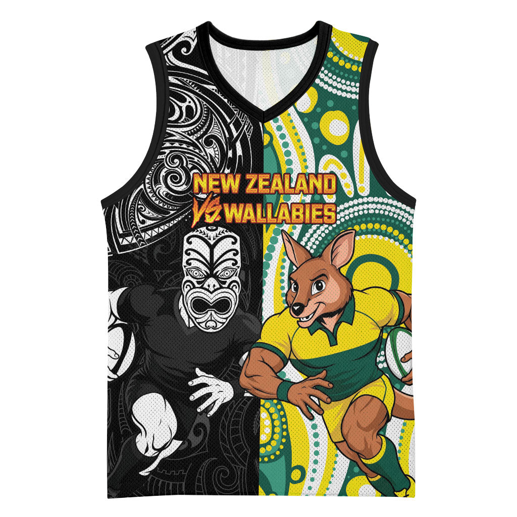 Custom Australia vs New Zealand Basketball Jersey Rugby Rivalry Two Nations One Battle LT9 Unisex Multicolor - Polynesian Pride