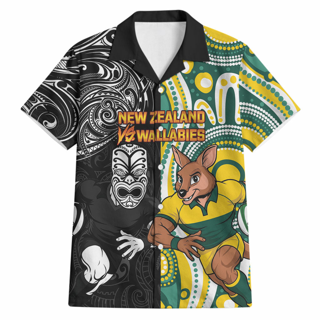 Custom Australia vs New Zealand Hawaiian Shirt Rugby Rivalry Two Nations One Battle LT9 Multicolor - Polynesian Pride