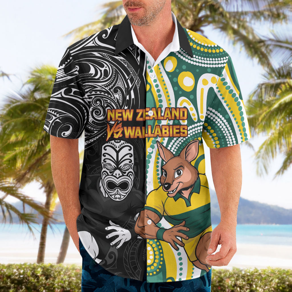 Custom Australia vs New Zealand Hawaiian Shirt Rugby Rivalry Two Nations One Battle LT9 - Polynesian Pride