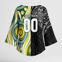 Custom Australia vs New Zealand Kimono Sleeve Blouse Rugby Rivalry Two Nations One Battle LT9 - Polynesian Pride