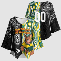 Custom Australia vs New Zealand Kimono Sleeve Blouse Rugby Rivalry Two Nations One Battle LT9 - Polynesian Pride