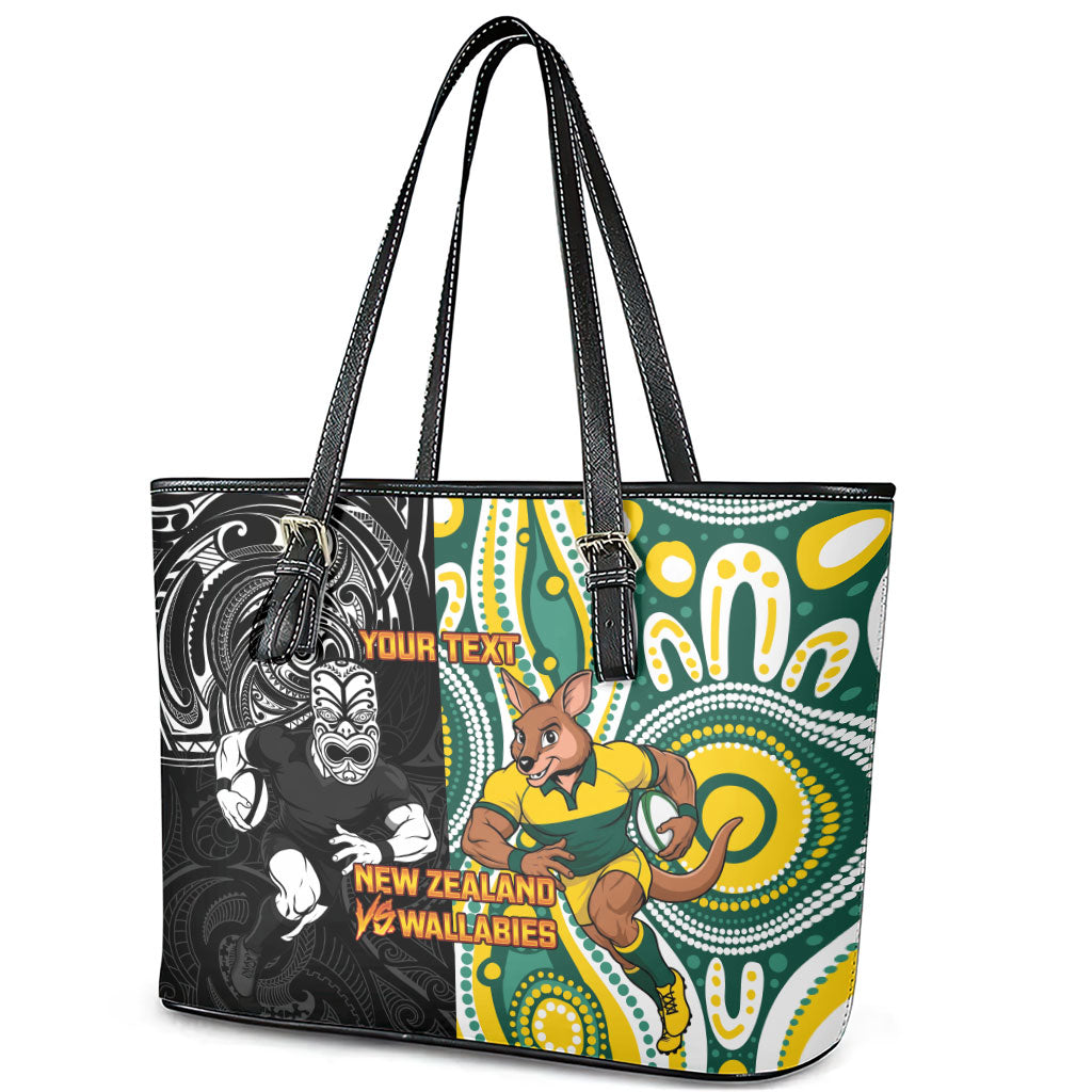 Custom Australia vs New Zealand Leather Tote Bag Rugby Rivalry Two Nations One Battle LT9 - Polynesian Pride