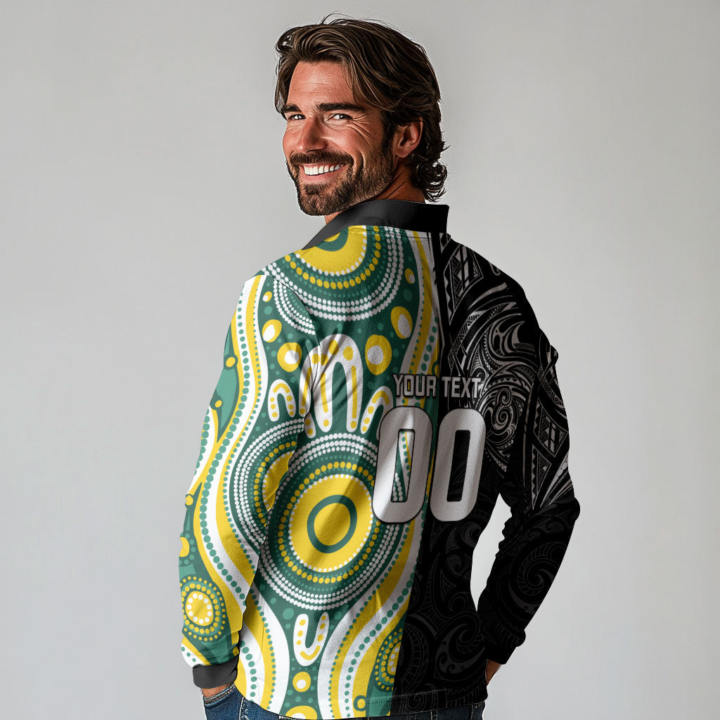Custom Australia vs New Zealand Long Sleeve Polo Shirt Rugby Rivalry Two Nations One Battle LT9 - Polynesian Pride