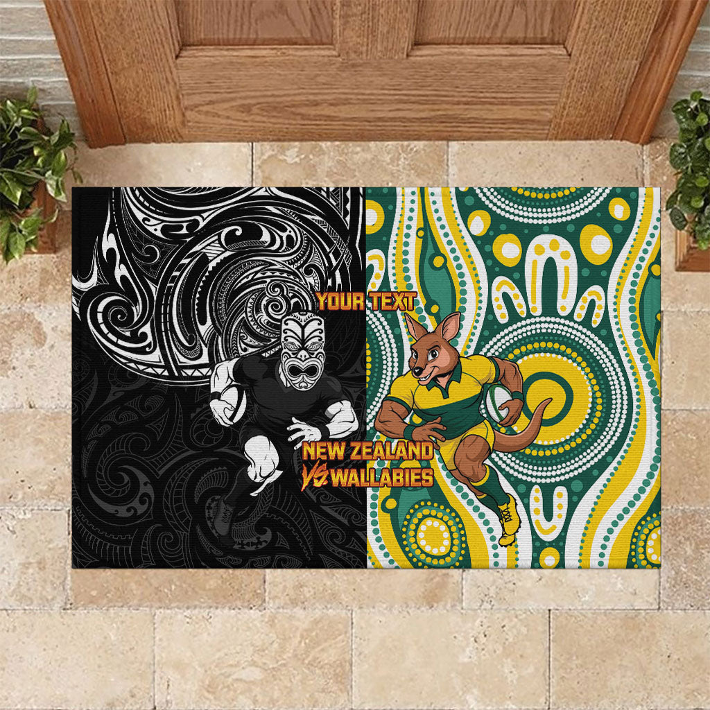 Custom Australia vs New Zealand Rubber Doormat Rugby Rivalry Two Nations One Battle LT9 Multicolor - Polynesian Pride