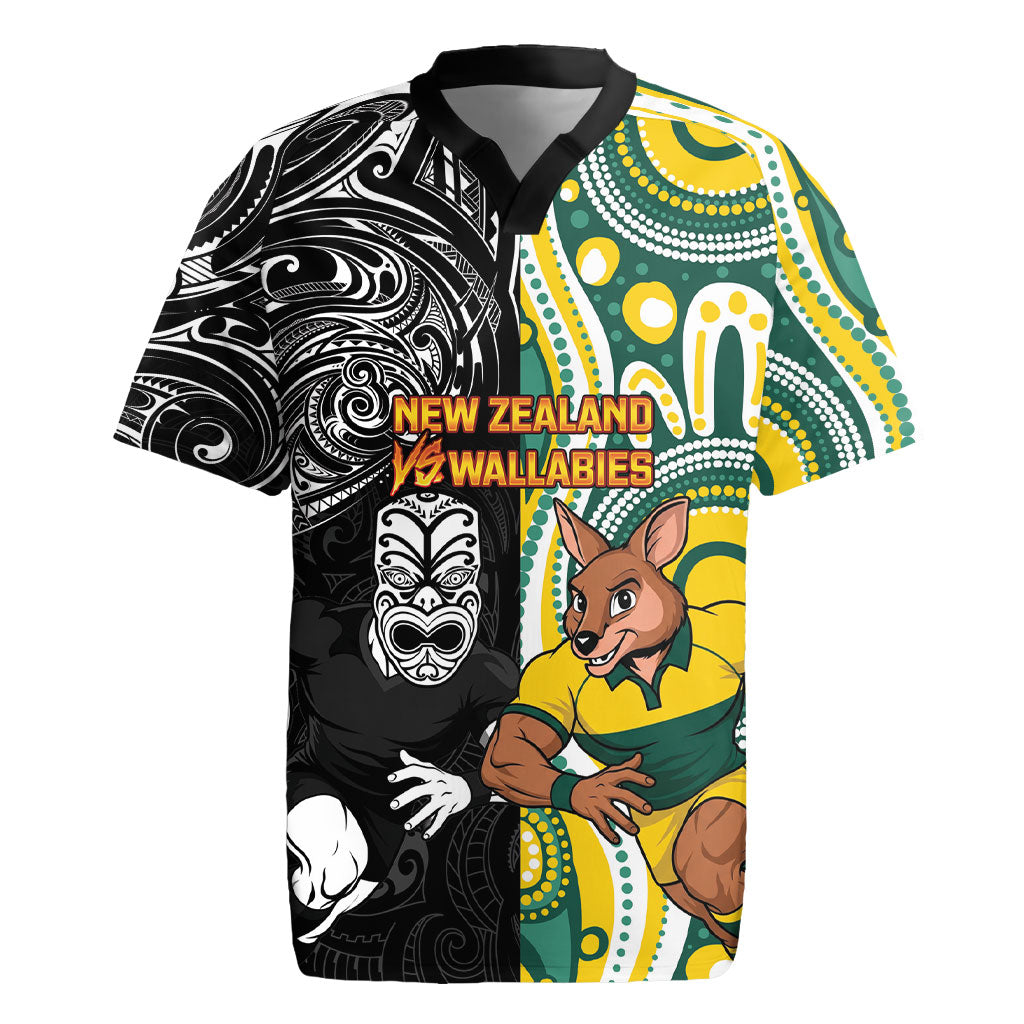 Custom Australia vs New Zealand Rugby Jersey Rugby Rivalry Two Nations One Battle LT9 Multicolor - Polynesian Pride