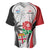 Custom Fiji England Rugby Baseball Jersey Tapa Pattern and Rose Flower World Cup 2023 LT9 White - Polynesian Pride