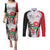 Custom Fiji England Rugby Couples Matching Puletasi Dress and Long Sleeve Button Shirts Tapa Pattern and Rose Flower World Cup 2023 LT9 White - Polynesian Pride