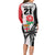 Custom Fiji England Rugby Long Sleeve Bodycon Dress Tapa Pattern and Rose Flower World Cup 2023 LT9 - Polynesian Pride