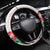 Custom Fiji England Rugby Steering Wheel Cover Tapa Pattern and Rose Flower World Cup 2023