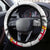 Custom Fiji England Rugby Steering Wheel Cover Tapa Pattern and Rose Flower World Cup 2023