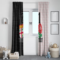 Custom Fiji England Rugby Window Curtain Tapa Pattern and Rose Flower World Cup 2023 LT9 - Polynesian Pride
