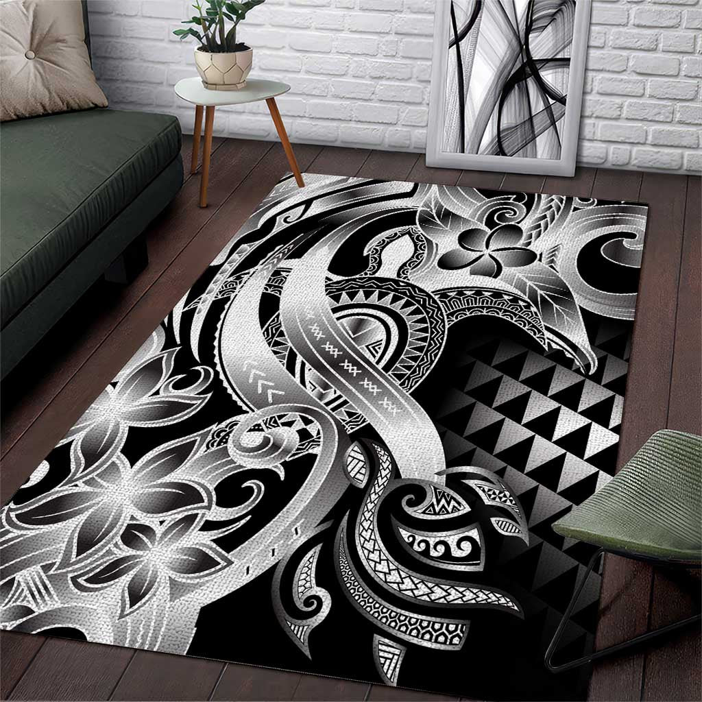 Aloha Black Tribal Honu Tattoo Area Rug LT9 Black - Polynesian Pride