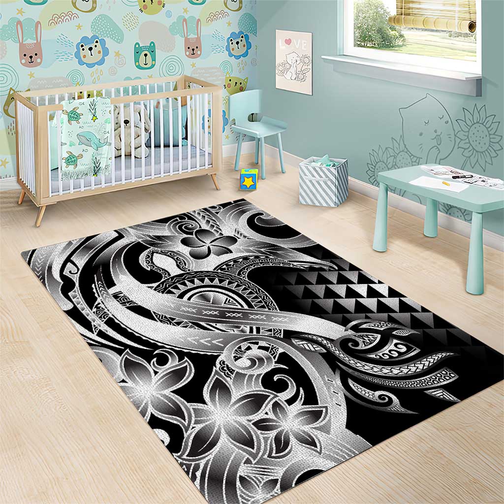 Aloha Black Tribal Honu Tattoo Area Rug LT9 - Polynesian Pride