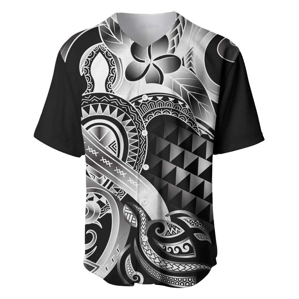 Aloha Black Tribal Honu Tattoo Baseball Jersey LT9 Black - Polynesian Pride
