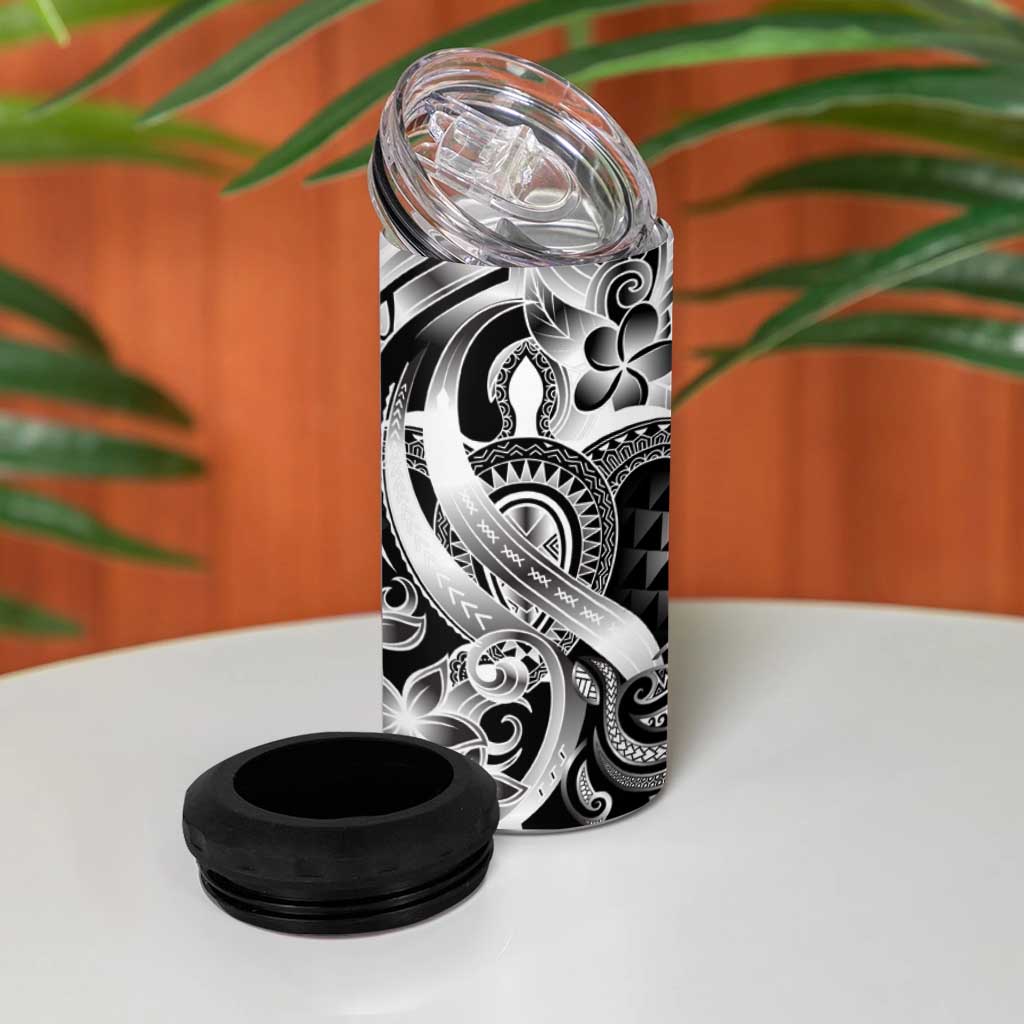 Aloha Black Tribal Honu Tattoo 4 in 1 Can Cooler Tumbler LT9 - Polynesian Pride