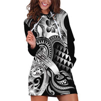 Aloha Black Tribal Honu Tattoo Hoodie Dress LT9 Black - Polynesian Pride