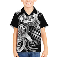 Aloha Black Tribal Honu Tattoo Kid Hawaiian Shirt LT9 Kid Black - Polynesian Pride