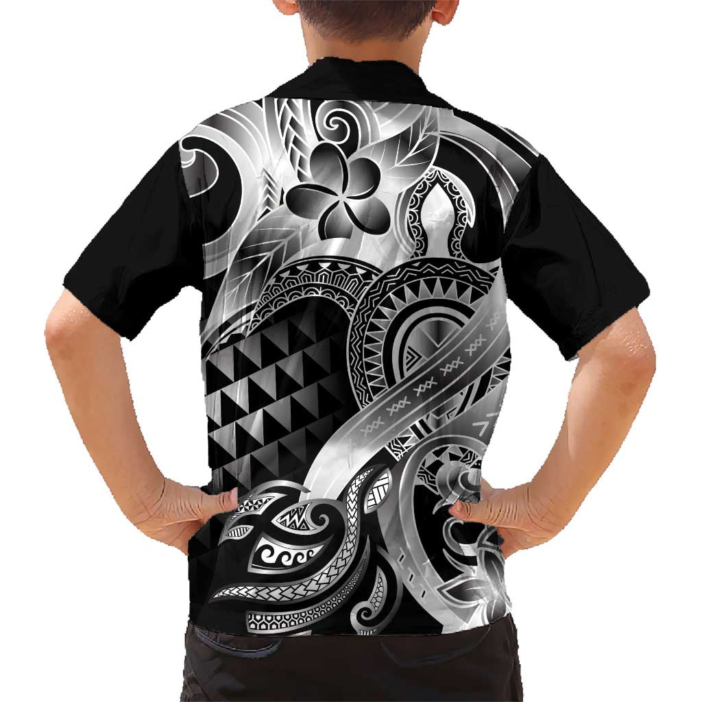 Aloha Black Tribal Honu Tattoo Kid Hawaiian Shirt LT9 - Polynesian Pride