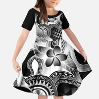 Aloha Black Tribal Honu Tattoo Kid Short Sleeve Dress LT9 KID Black - Polynesian Pride