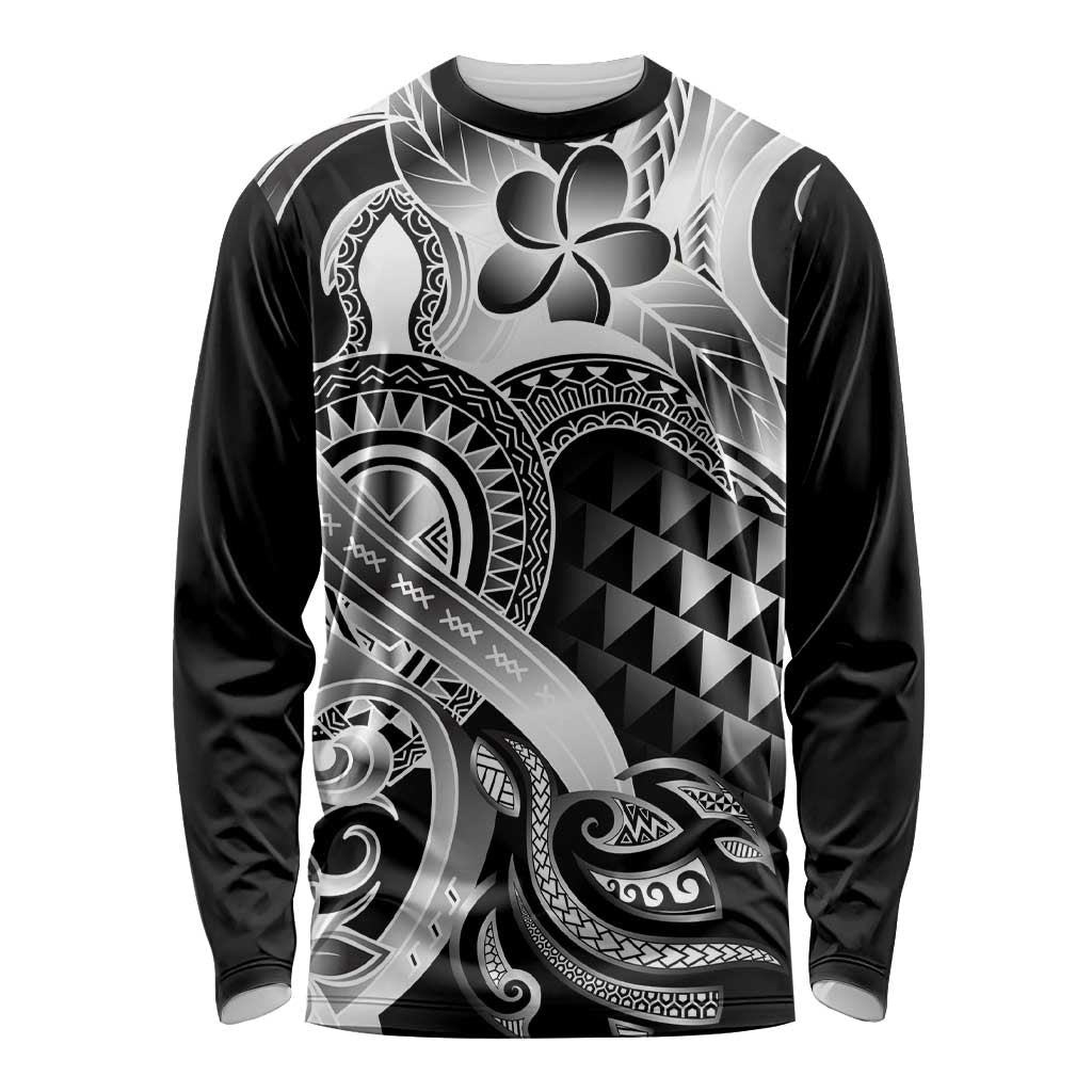 Aloha Black Tribal Honu Tattoo Long Sleeve Shirt LT9 Unisex Black - Polynesian Pride