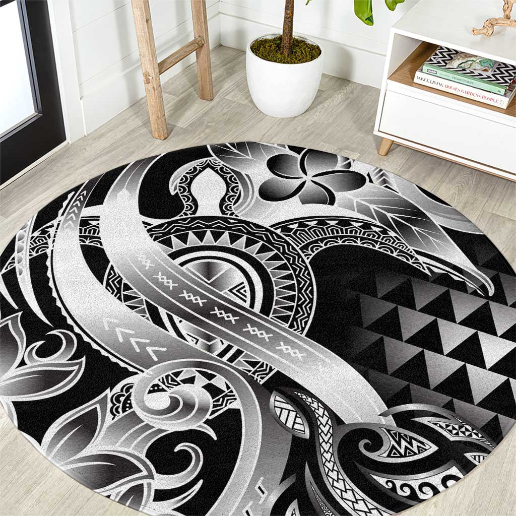 Aloha Black Tribal Honu Tattoo Round Carpet LT9 Black - Polynesian Pride