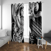 Aloha Black Tribal Honu Tattoo Window Curtain LT9 With Grommets Black - Polynesian Pride