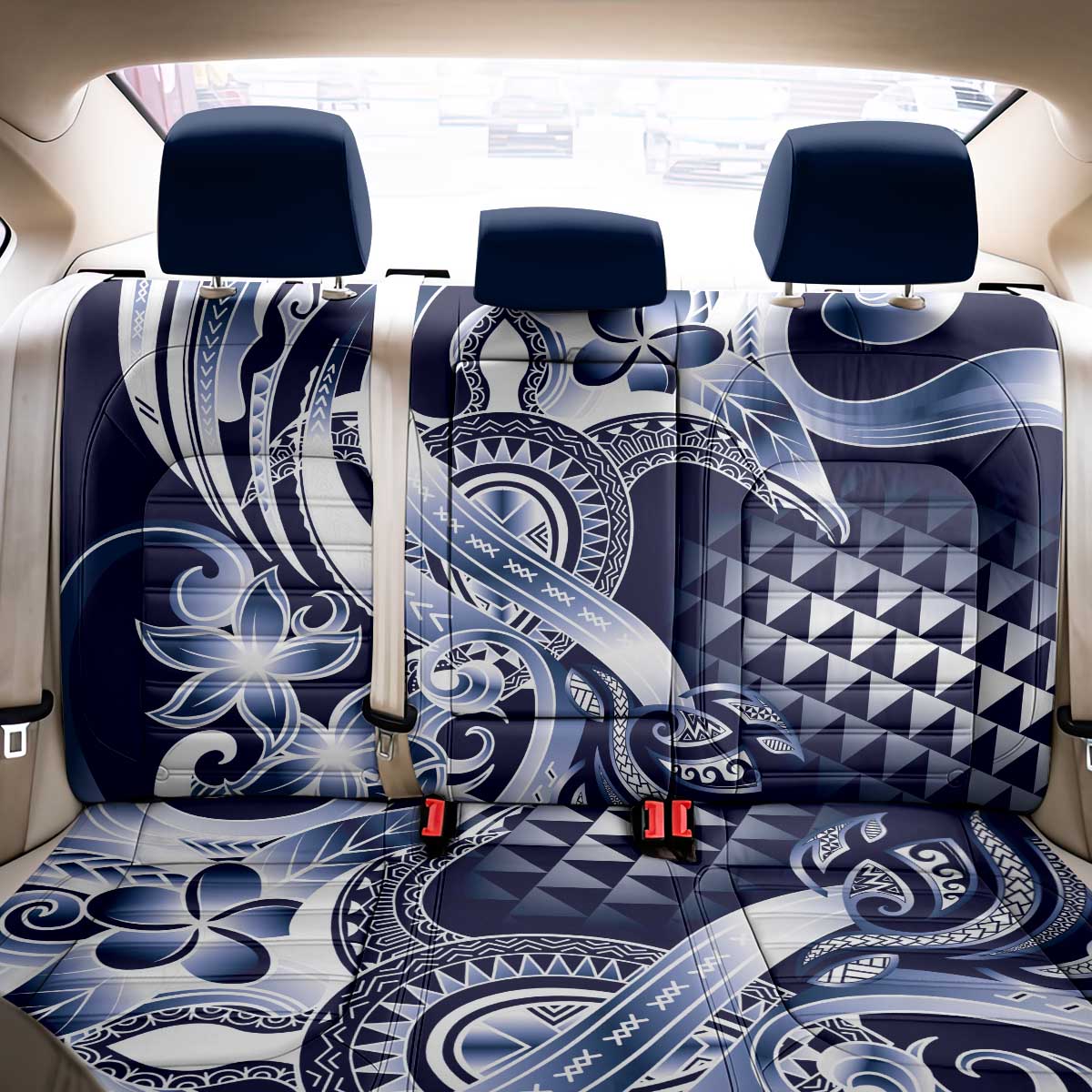 Aloha Blue Tribal Honu Tattoo Back Car Seat Cover LT9 - Polynesian Pride